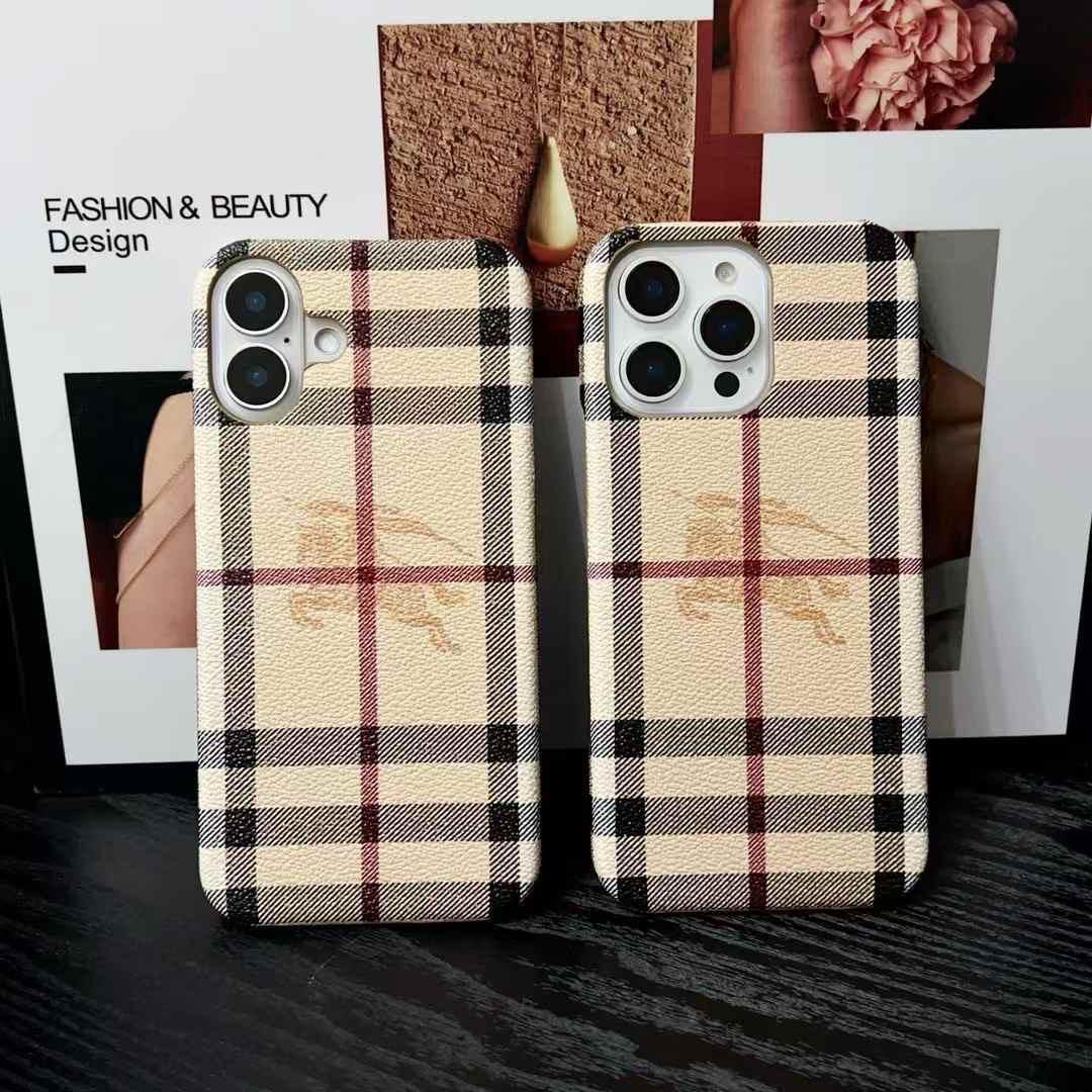 Iphone 15 Series Luxury Brand Leather Pc Case