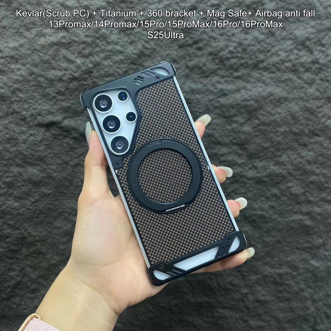 Samsung Galaxy S24 Ultra Kevlar Series With 360 Bracket + Magsafe