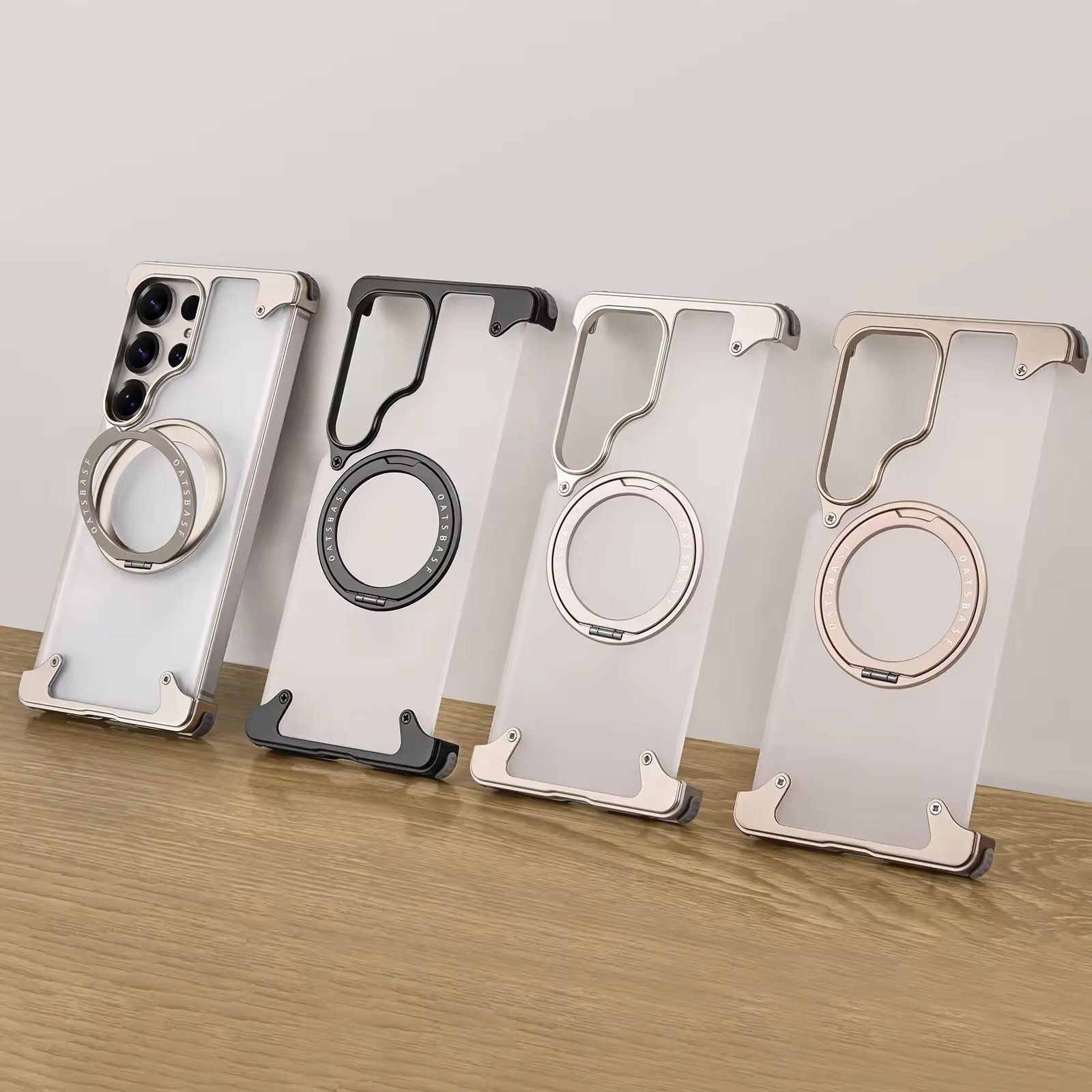 Oatsbasf Transparent Case With Ring Kickstand 360 degree Rotable Magnetic Bumper