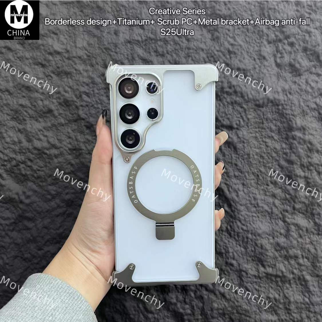 Oatsbasf Transparent Case With Ring Kickstand 360 degree Rotable Magnetic Bumper