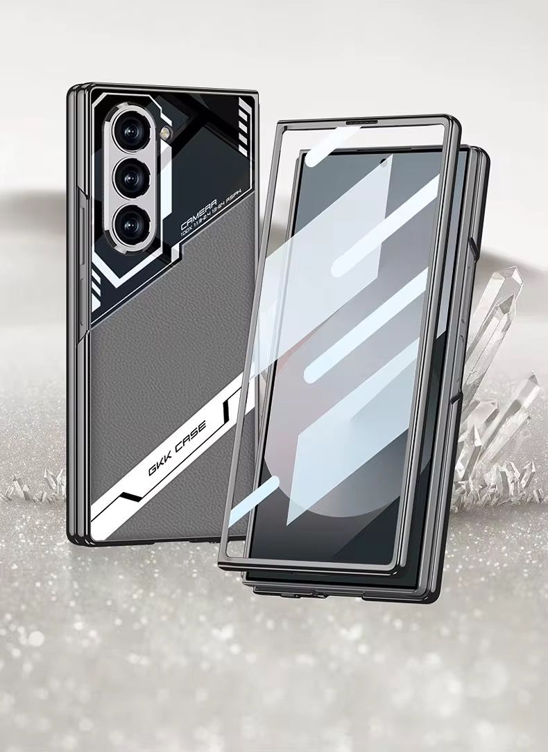 Samsung Galaxy Z Fold 6 Electroplated Leather Case With Front Glass Protection
