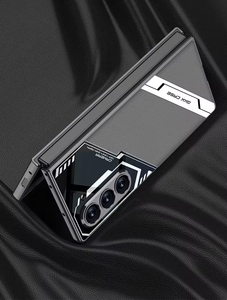 Samsung Galaxy Z Fold 6 Electroplated Leather Case With Front Glass Protection