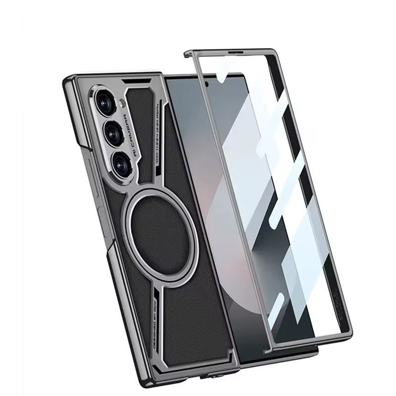 Samsung Galaxy Z Fold 7 Electroplated Leather Magnetic Case