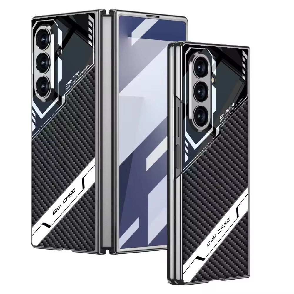 Samsung Galaxy Z Fold 7 Electroplated Leather Case With Front Glass Protection