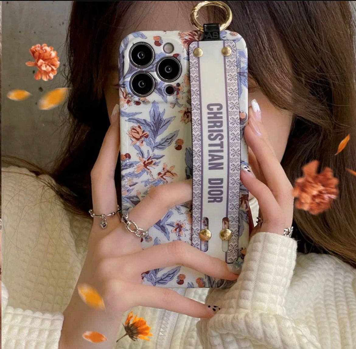 Iphone 15 Series Branded Floral Grip Case