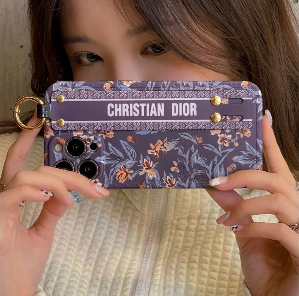 Iphone 16 Series Branded Floral Grip Case