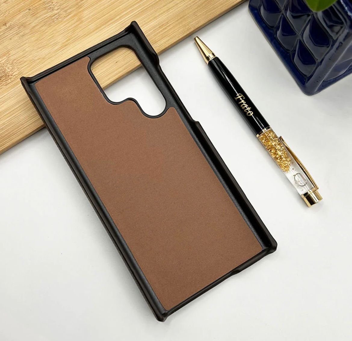 Samsung Galaxy S25 Ultra Luxury Brand Leather Case with Strap