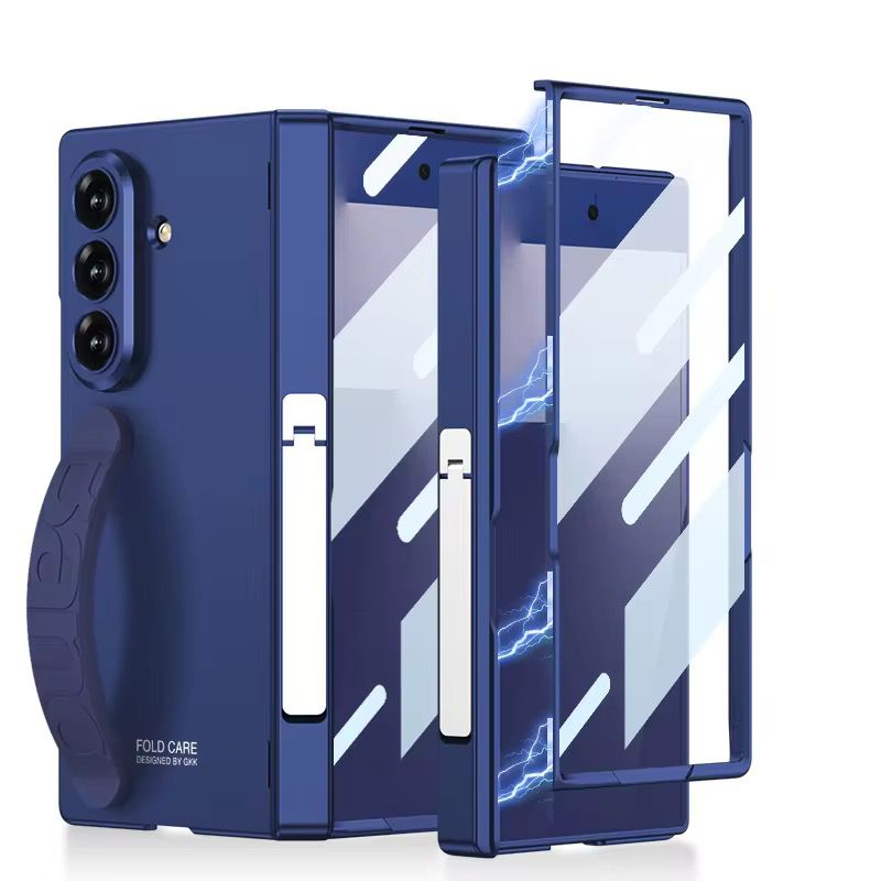 Samasung Galaxy Z Fold 7 Magnetic Hinge Folding Stand Holder Wrist Strap Case