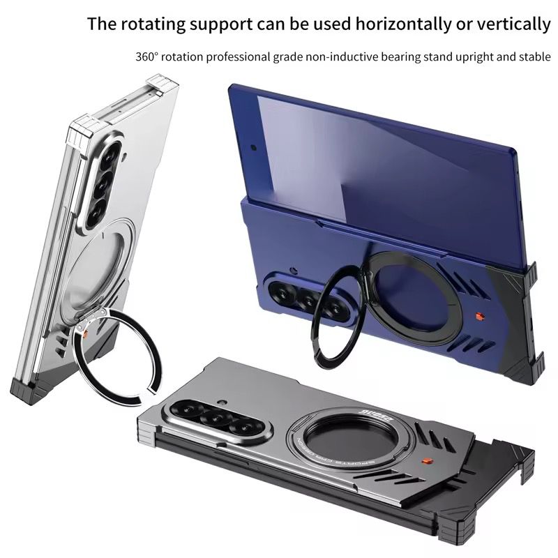 Samasung Galaxy Z Fold 7 Magnetic Aluminum Alloy Metal Rimless Frame Heat Dissipation Stand Case