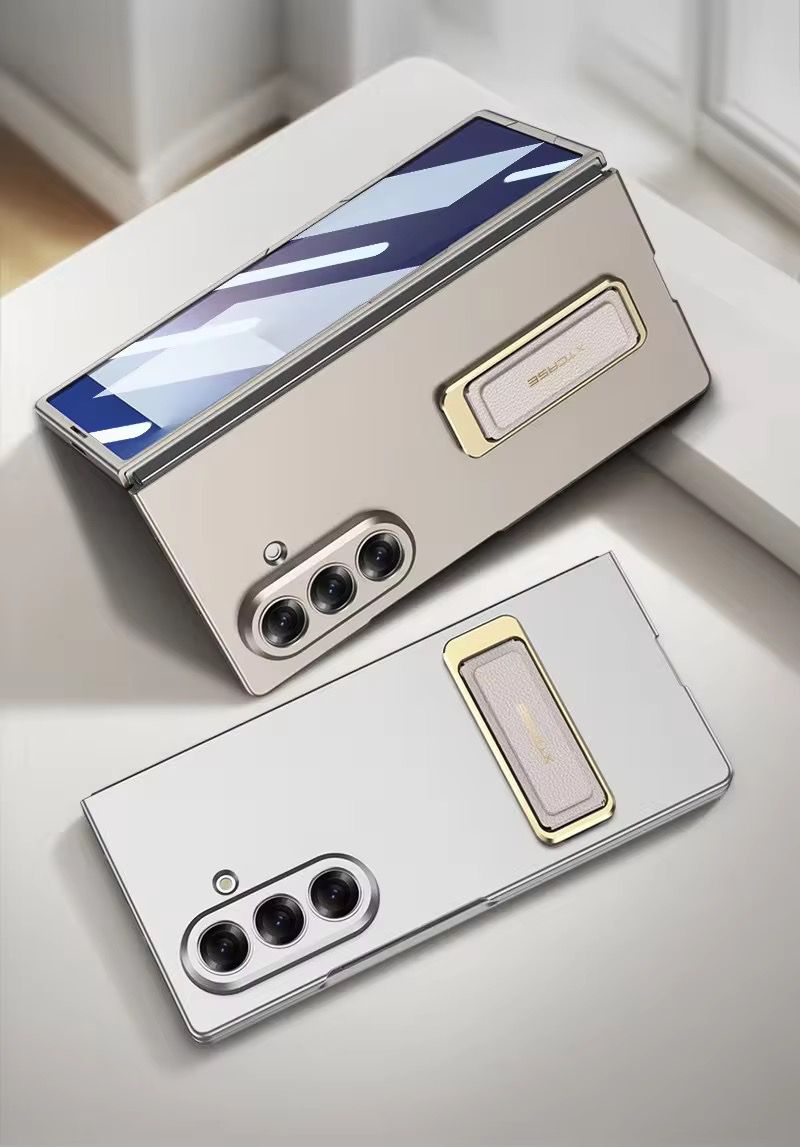 Samsung Galaxy Z Fold 7 Magnetic Rotating Invisible Bracket Wrist Strap Leather Case