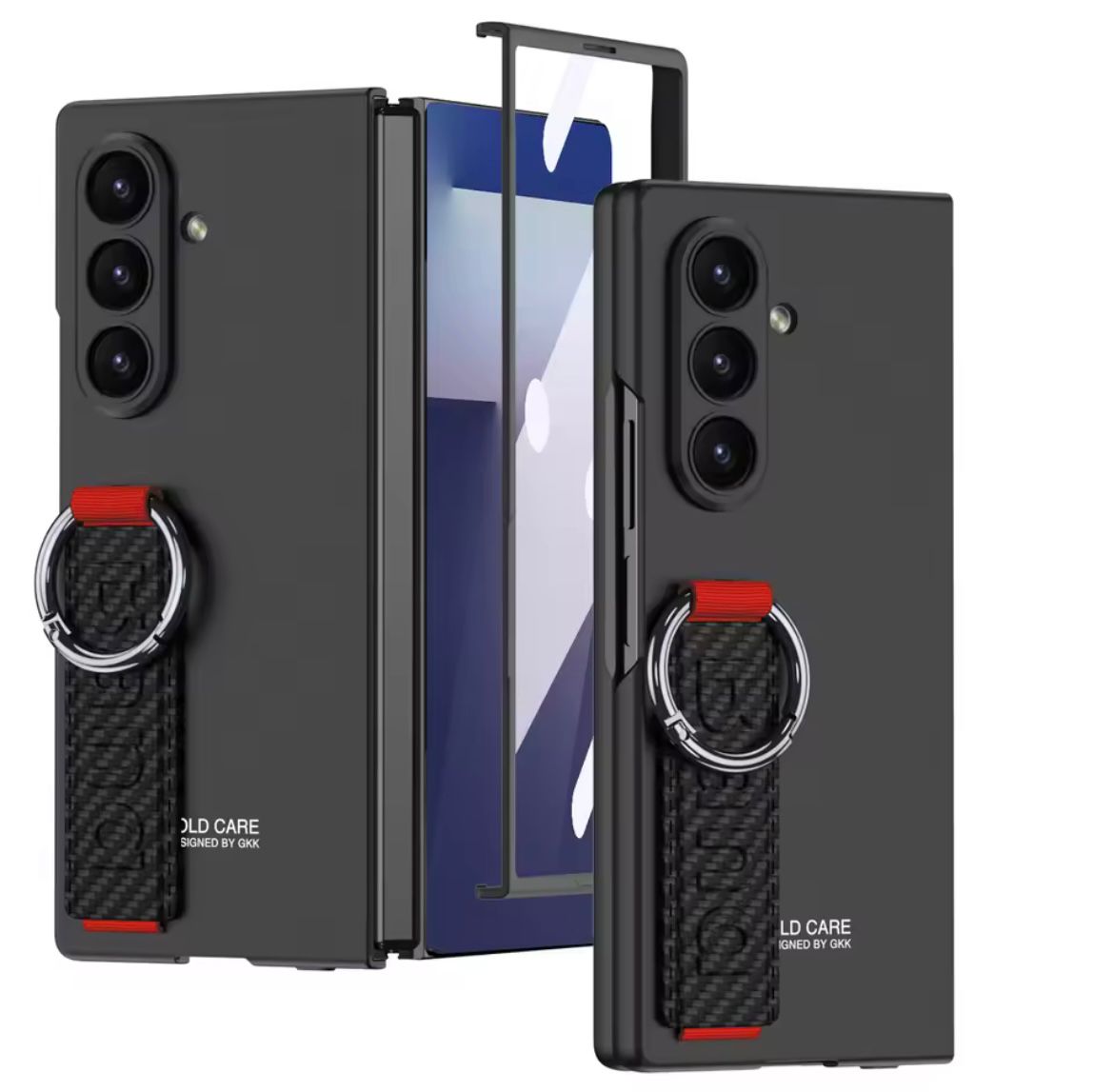 Samasung Galaxy Z Fold 7 Ultra Thin Wrist Strap Matte Holder Case With Front Glass