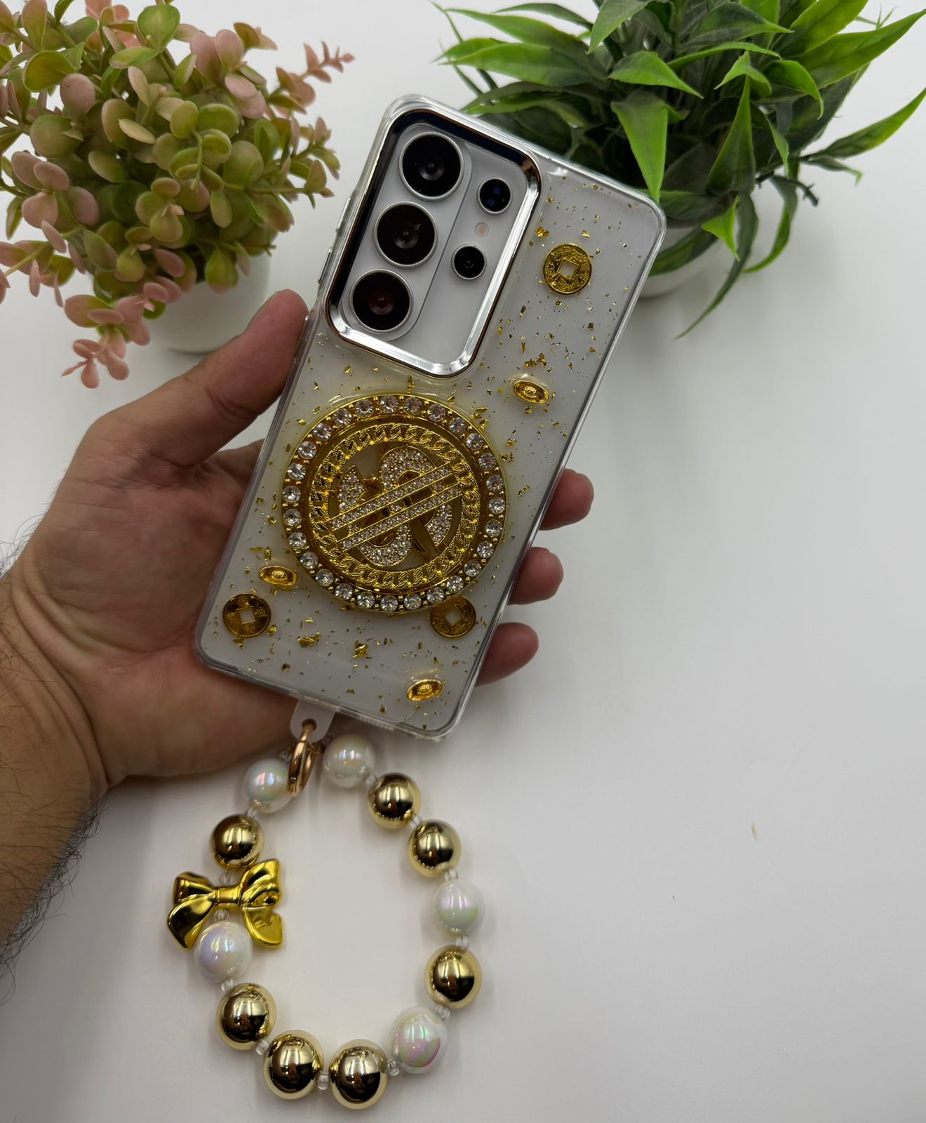Samsung Galaxy S24 Ultra Bling Coin Design Dollar Case With Charm