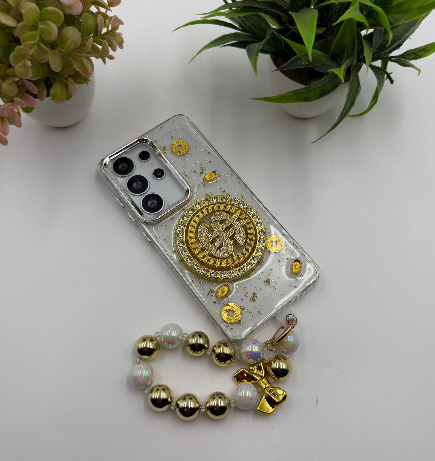 Samsung Galaxy S24 Ultra Bling Coin Design Dollar Case With Charm