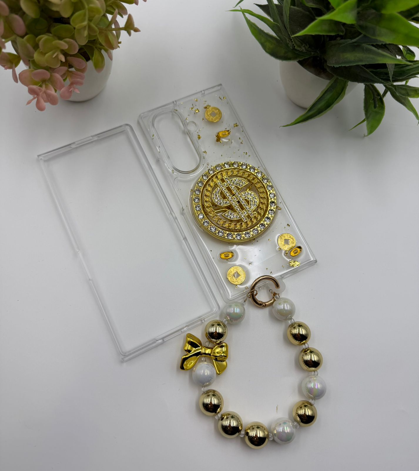 Samsung Galaxy Z Fold 6 Bling Coin Design Dollar Case With Charm