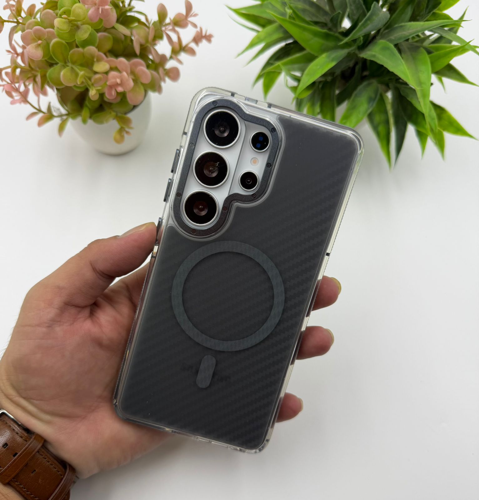 Samsung Galaxy S24 Ultra Carbon Fibre Texture Case With High Quality Magsafe