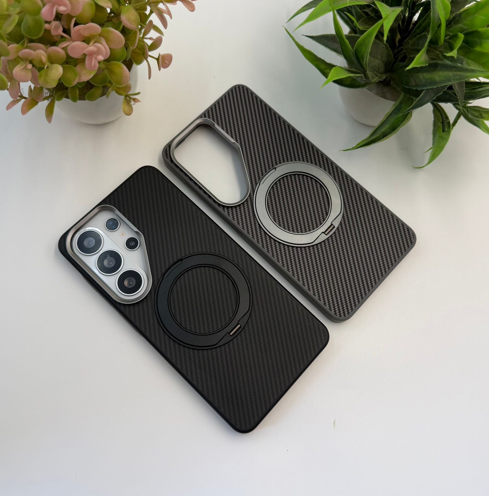 Carbon Fibre Metal Rotating Stand Magsafe Case