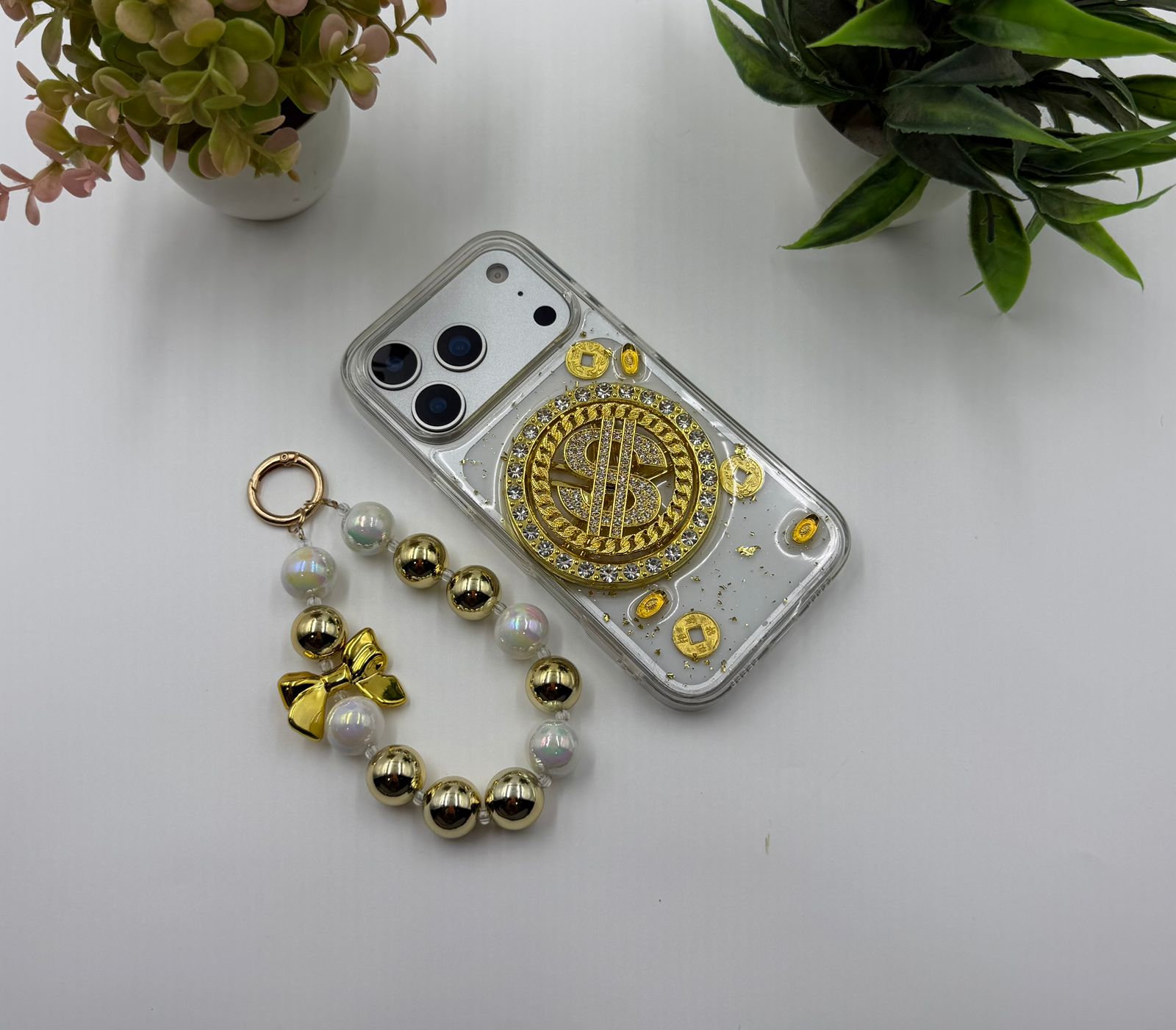 Bling Coin Design Dollar Case With Charm