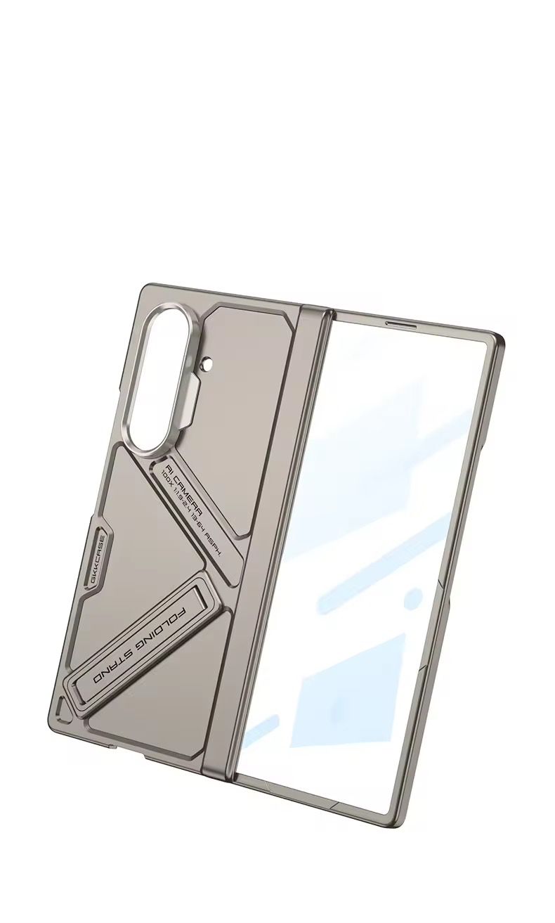 Samsung Galaxy Z Fold 7 Luxury Metal Folding Stand Phone Case with front tempered glass