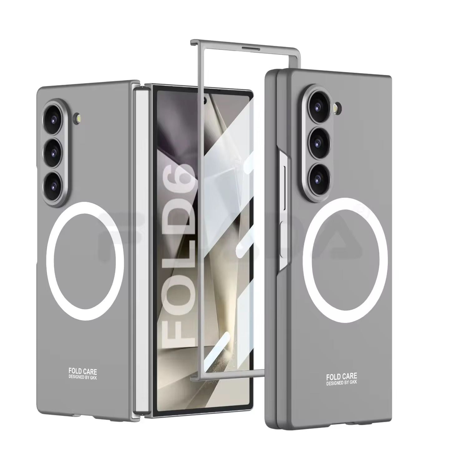 Rotating Ring Holder Magnetic Hard Pc Case With Front Tempered Glass