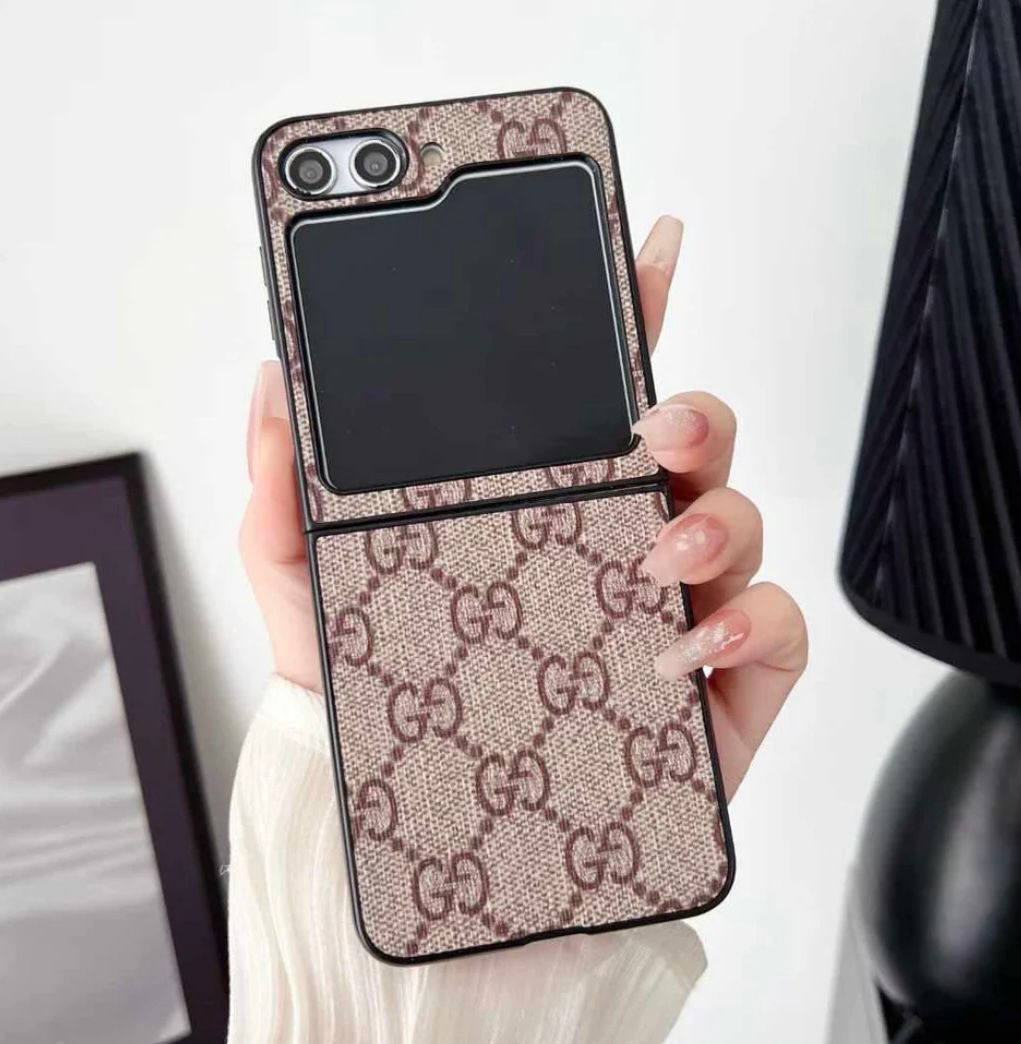 Samsung Galaxy Z Flip 6 Luxury Brand Leather Finish Hard Case