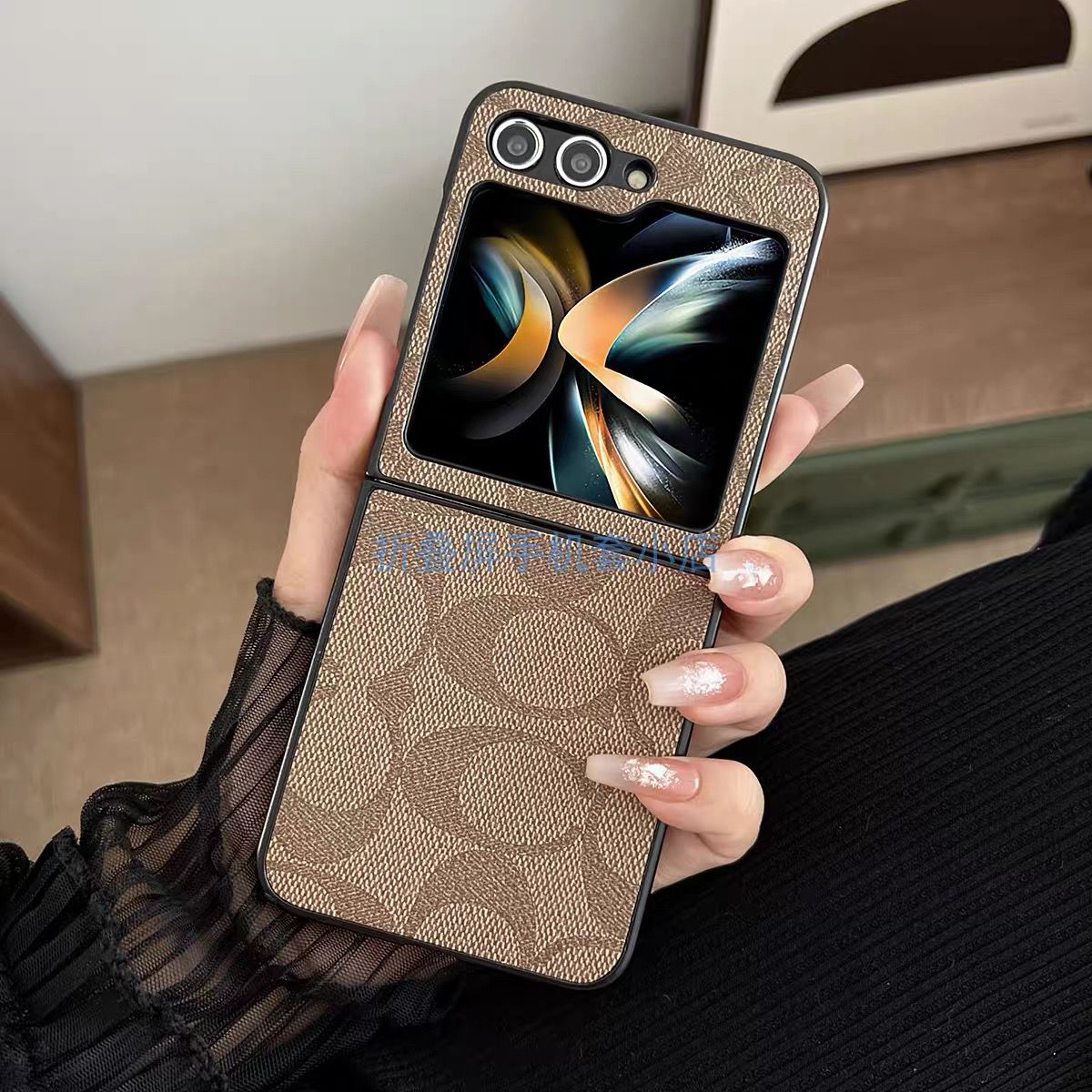 Samsung Galaxy Z Flip 5 Luxury Brand CC Leather Finish Case