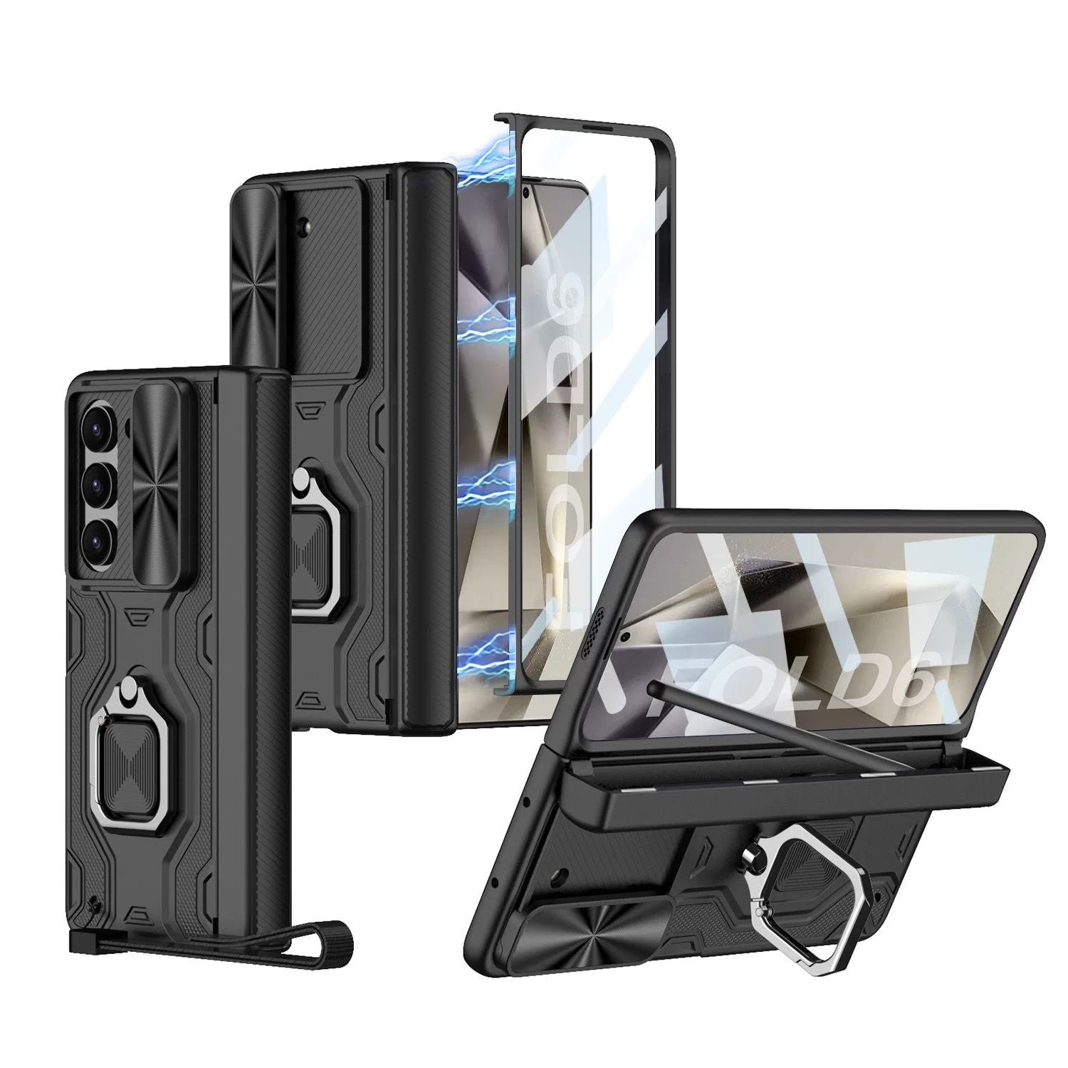 Samsung Galaxy Z Fold 6 Case With Slide Camera Cover With Protector Hinge & Stand