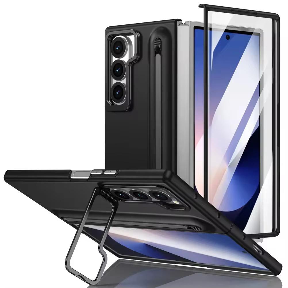 Samsung Galaxy Z Fold 6 Pen Slot Holder Case With Front Tempered Glass