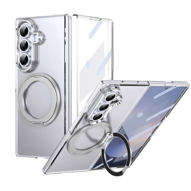 Samasung Galaxy Z Fold 6 Transparent 360 Rotating Magnetic Holder Case