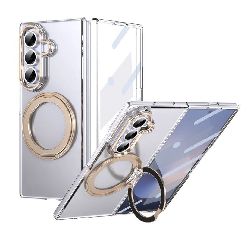 Samasung Galaxy Z Fold 6 Transparent 360 Rotating Magnetic Holder Case