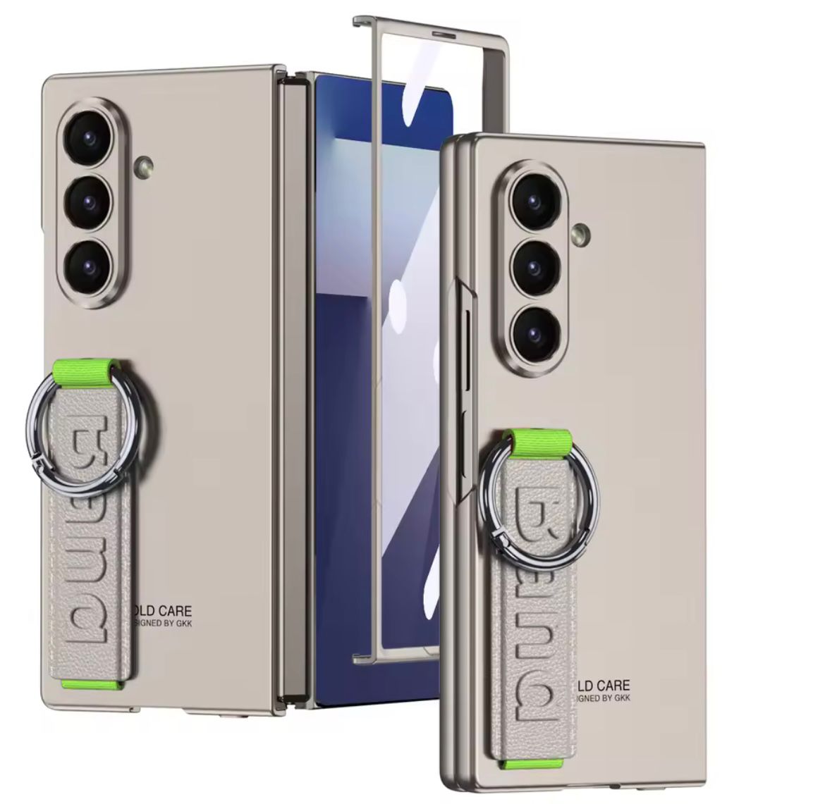 Samasung Galaxy Z Fold 7 Ultra Thin Wrist Strap Matte Holder Case With Front Glass