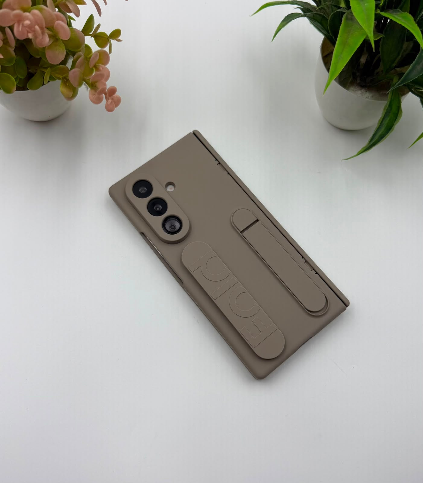 Luxury Matte Finish Kickstand side Hinge case With Front Glass